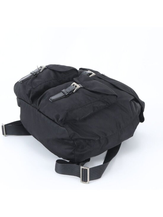 Prada Tessuto Nylon Triangle Logo Leather Backpack Black main image 7